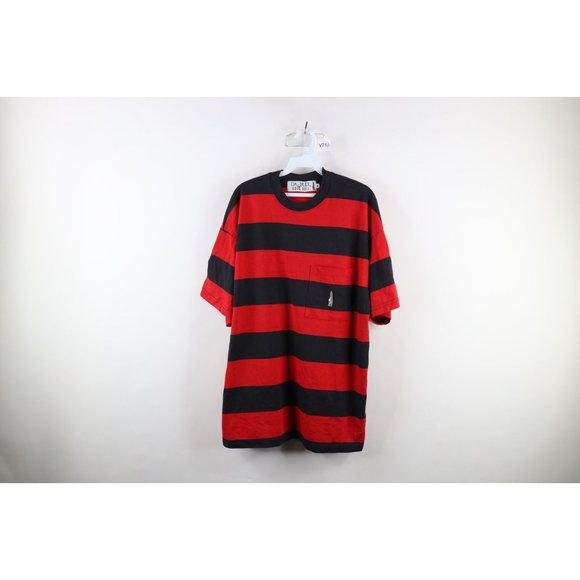 Vintage 90s Da Bull Greg Noll Surfing Mens XL Faded Striped Pocket T-Shirt USA